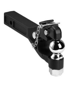 Pintle Hook, 20000 lbs, Pintle Hook Hitch for 2-inch Hitch Hook Military Receiver, Combination 2-5/16-inch Hitch Ball, Fits 2.5 to 3-inch Lunette Ring, 15.6-inch Length, Black Powder Coat