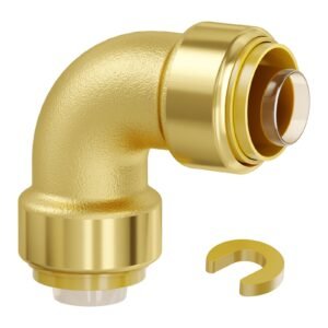 Pipe Fittings, 1/2" 12PCS Brass Pipe Fittings, Elbow Push-Fit Pipe Connector Brass Air Fittings, Heavy Duty Plumbing Fittings Adapter for Heating/Shower Systems, Water Pipes