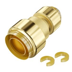 Pipe Fittings, 1/2"-3/4" 12PCS Brass Pipe Fittings, Straight-Through Push-Fit Pipe Connector Brass Air Fittings, Heavy Duty Plumbing Fittings Adapter for Heating/Shower Systems,Water Pipes