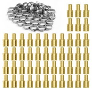 Pipe Fittings, 1/2"-3/4" 50PCS Brass Pipe Fittings, Clamp-style 1/2 NPT Internal Thread Pipe Connector Brass Air Fittings, Heavy Duty Plumbing Fittings NPT Adapter for Heating/Shower Systems