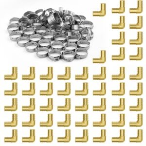 Pipe Fittings, 1/2" 50PCS Brass Pipe Fittings, Clamp-style Elbows Pipe Connector Brass Air Fittings, Heavy Duty Plumbing Fittings Tube Adapter for Heating/Shower Systems, Outdoor Water Pipes