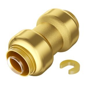Pipe Fittings, 3/4" 12PCS Brass Pipe Fittings, Straight-Through Push-Fit Pipe Connector Brass Air Fittings, Heavy Duty Plumbing Fittings Adapter for Heating/Shower Systems, Water Pipes