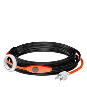 Pipe Heating Cable, 24FT 7W/FT Heat Tape for Pipes with Built-in Thermostat, Water Pipe Heat Cable Protects PVC Hose, Metal and Plastic Pipe from Freezing