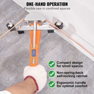 Pipe Tube Bender, 1/4"-7/8" O.D. Ratcheting Tubing Bender, 90° Forward/Reverse Pipes Bending Tools with 7 Dies and Pipe Cutter for HVAC Air Conditioning Refrigerator Repair
