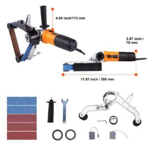 pipe tube polisher sander 1000w pipe belt sander with 6 variable speeds 1100 3200rpm professional belt sander grinding machine with 100pcs sanding belts for burnishing finishing rust removal 2.jpg