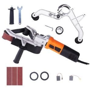 Pipe Tube Polisher Sander, 1000W Pipe Belt Sander with 6 Variable Speeds 1100-3200rpm, Professional Belt Sander Grinding Machine with 3PCS Sanding Belts for Burnishing Finishing Rust Removal