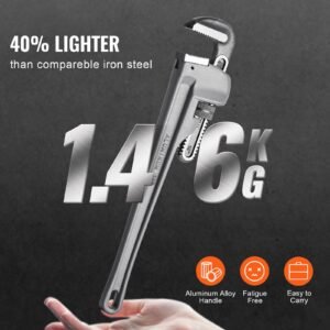 pipe wrench 18 aluminum straight pipe wrench adjustable plumbing wrench with high strength jaw and ergonomic handle easy to carry hangable design for water pipes automotive repairs 1.jpg