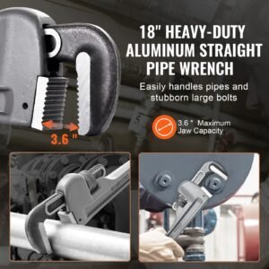 pipe wrench 18 aluminum straight pipe wrench adjustable plumbing wrench with high strength jaw and ergonomic handle easy to carry hangable design for water pipes automotive repairs 4.jpg