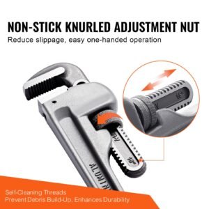 pipe wrench 18 aluminum straight pipe wrench adjustable plumbing wrench with high strength jaw and ergonomic handle easy to carry hangable design for water pipes automotive repairs 5.jpg