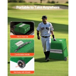 pitching mound portable baseball pitchers mound 90 in iindoor outdoor pitching practice and training equipment softball pitching aids with antifade turf pitching rubber carry handles 3.jpg