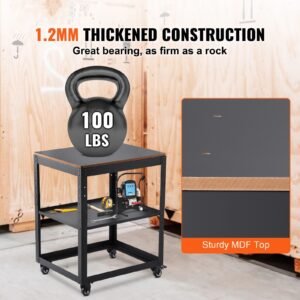 Planer Stand, 100 lbs / 45 kg heavy loads, Three-Gear Height Adjustable Thickness Planer Table,with 4 Stable Casters & Storage Space, for most planers, saws, bench-top machines, power tools