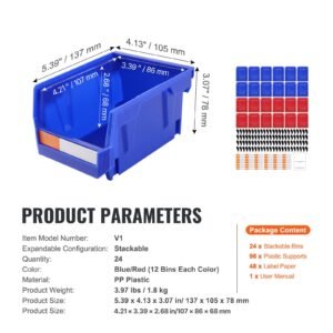 plastic storage bin 5 inch x 4 inch x 3 inch hanging stackable storage organizer bin bluered 24 pack heavy duty stacking containers for closet kitchen office or pantry organization 3.jpg