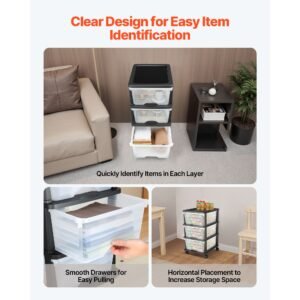plastic storage drawers cart, 3 drawers storage organizer with wheels, rolling closet organization and storage dividers, dresser organizer clear bins for office supplies, craft rooms, classrooms