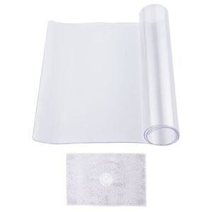 Plastic Table Cover, 16 x 32 Inch 1.5 mm Thick Clear Table Protector, Rectangle PVC Desk Mat, Waterproof & Easy Cleaning Desk Pad Tablecloth, for Office Dresser Dining Room Table Night Stand
