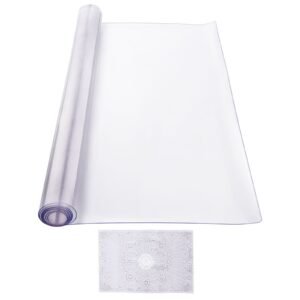 Plastic Table Cover, 40 x 80 Inch 2.0 mm Thick Clear Table Protector, Rectangle PVC Desk Mat, Waterproof & Easy Cleaning Desk Pad Tablecloth, for Office Dresser Dining Room Table Night Stand