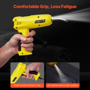 plastic welding kit, 220w plastic welder gun with 1200pcs hot staples & 76pcs welding rods, professional hot staple welding gun with led light, carrying case for kayak, toys, car bumper repair