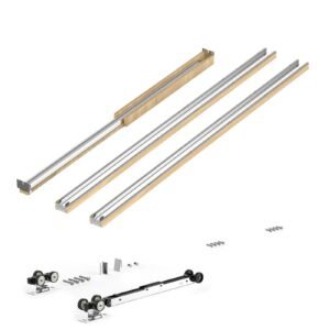 Pocket Door Frame Kit, for 24-30 in Wide 80 in High Door, Pocket Door Kit with Two-Way Soft Close Mechanism, Slide Smoothly Quietly, Easy to Install, Wood and Galvanized Steel, for Living Room
