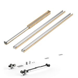 Pocket Door Frame Kit, for 24-36 in Wide 80 in High Door, Pocket Door Kit with Two-Way Soft Close Mechanism, Slide Smoothly Quietly, Easy to Install, Wood and Galvanized Steel, for Living Room