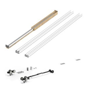Pocket Door Frame Kit, for 24-36 in Wide 84 in High Door, Pocket Door Kit with Two-Way Soft Close Mechanism, Slide Smoothly Quietly, Easy to Install, Premium Galvanized Steel, for Living Room