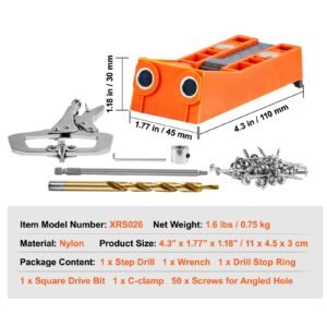 pocket hole jig 56 pcs mini jig pocket hole system with 9 c clamp step drill wrench square drive bit drill stop ring and screws for diy carpentry projects 4.jpg