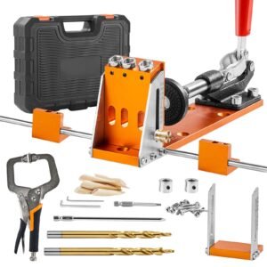 pocket hole jig kit 34 pcs pocket hole jig system with 11 c clamp fixture step drills wrenches drill stop rings square drive bits toolbox adjustable for diy carpentry projects.jpg