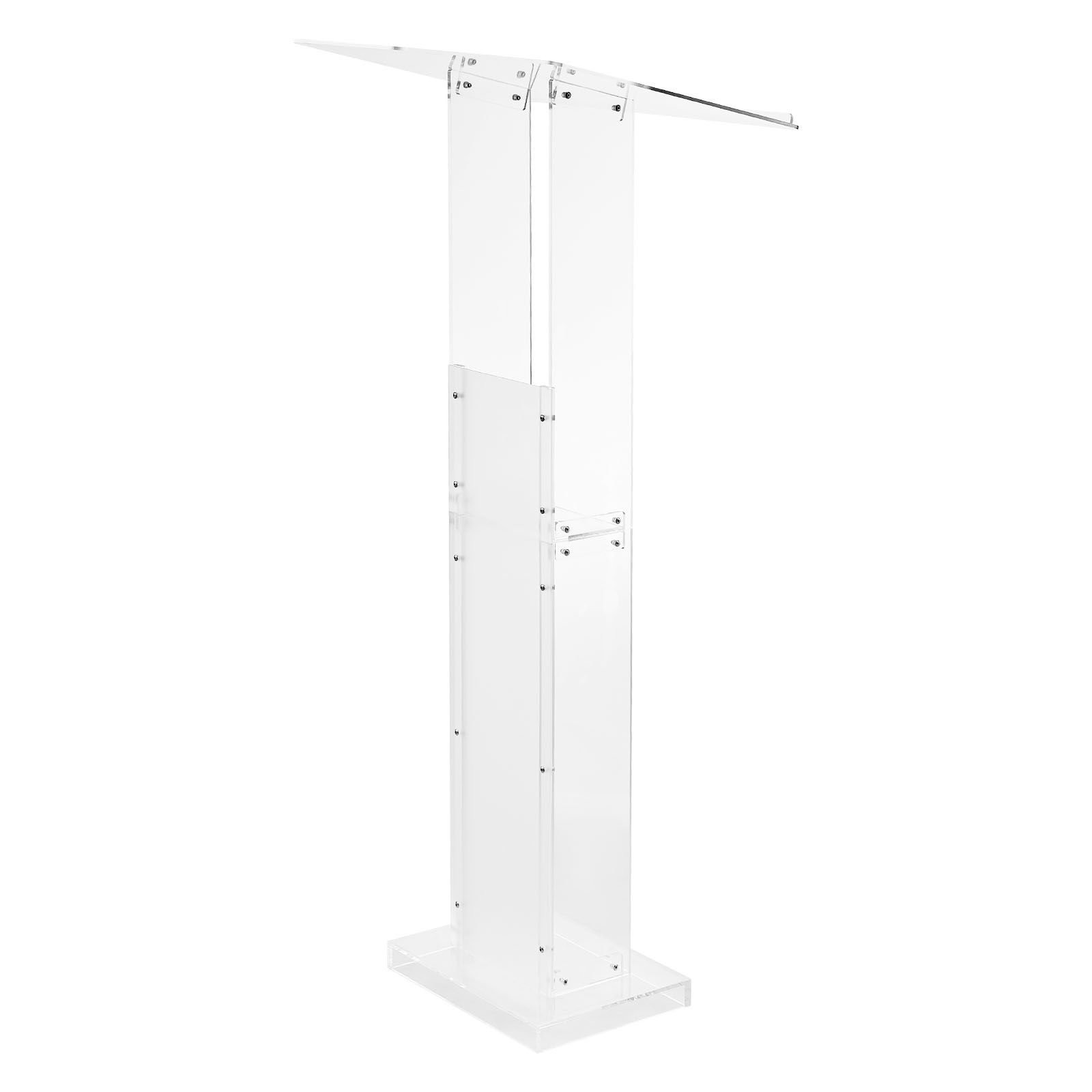podium stand 50 inch acrylic lectern portable laptop desk with wide reading surface and storage shelf book stopper floor standing for classroom wedding conference lecture and concert.jpg