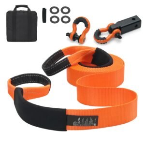 polyester heavy duty tow strap recovery kit 3 x 30 ft mbs 36000 lbs winch strap triple reinforced loop snatch strap 2 shackle hitch receiver 34 d ring shackles 2pcs storage bag 2.jpg
