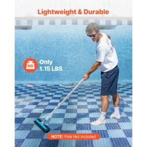 pool brush head, 20 inch scrub brushes with nylon bristles and aluminum pole connector, heavy duty curved brush head for cleaning inground/above ground swimming pool walls, pole not included