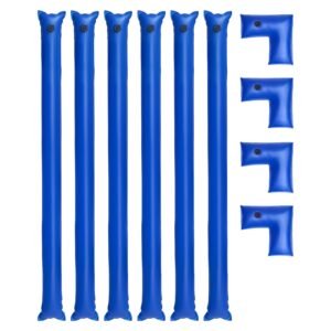 Pool Cover Water Bags Set, 6 Packs 8 Ft Single Chamber Pool Cover Water Bags & 4 Corner Tubes, 0.4mm Thick PVC Bag Weights with Leakproof Valve, for Winter Inground Swimming-Pool Covers