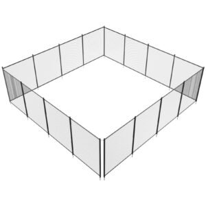 Pool Fence, 4 x 48 FT Pool Fences for Inground Pools, Removable Child Safety Pool Fencing, Easy DIY Installation Swimming Pool Fence, 340gms Teslin PVC Pool Fence Mesh Protects Kids and Pets