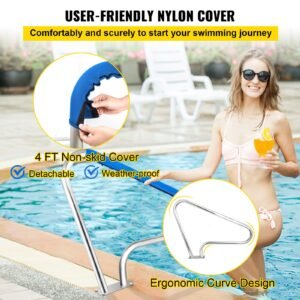 pool rail 48x36 pool railing 304 stainless steel 250lbs load capacity silver rustproof pool handrail humanized swimming pool handrail with blue grip cover m8 drill bit self taping screws 2.jpg