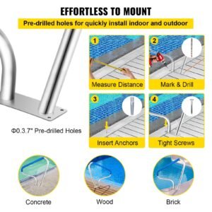 pool rail 48x36 pool railing 304 stainless steel 250lbs load capacity silver rustproof pool handrail humanized swimming pool handrail with blue grip cover m8 drill bit self taping screws 4.jpg