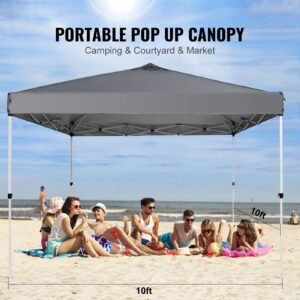 pop up canopy tent 10 x 10 ft 250 d pu silver coated tarp with portable roller bag and 4 sandbags waterproof and sun shelter gazebo for outdoor party camping commercial events dark gray 1.jpg