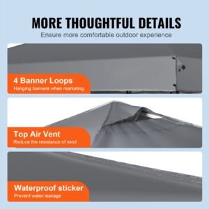 pop up canopy tent 10 x 10 ft 250 d pu silver coated tarp with portable roller bag and 4 sandbags waterproof and sun shelter gazebo for outdoor party camping commercial events dark gray 5.jpg