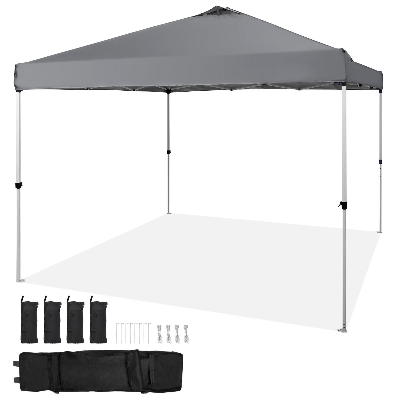 pop up canopy tent 10 x 10 ft 250 d pu silver coated tarp with portable roller bag and 4 sandbags waterproof and sun shelter gazebo for outdoor party camping commercial events dark gray.jpg