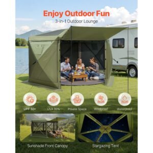 pop up gazebo screen tent 10 x 10 ft large 6 sided camping canopy tent with removable top carry bag quick set bite proof screen house sun shelter for 6 8 persons backyard patio green 2.jpg