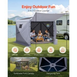 pop up gazebo screen tent 12 x 12 ft large 6 sided camping canopy tent with removable top carry bag quick set bite proof screen house sun shelter for 8 10 persons backyard patio grey 2.jpg