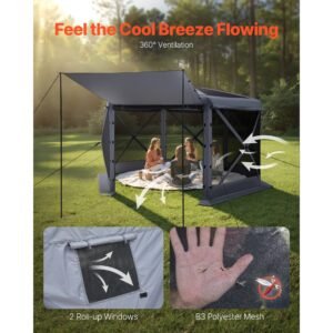 pop up gazebo screen tent 12 x 12 ft large 6 sided camping canopy tent with removable top carry bag quick set bite proof screen house sun shelter for 8 10 persons backyard patio grey 5.jpg