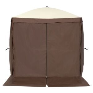 pop up gazebo tent pop up screen tent 4 sided canopy sun shelter with 4 removable privacy wind cloths mesh windows 6x6ft quick set screen tent with mosquito netting brown 5.jpg