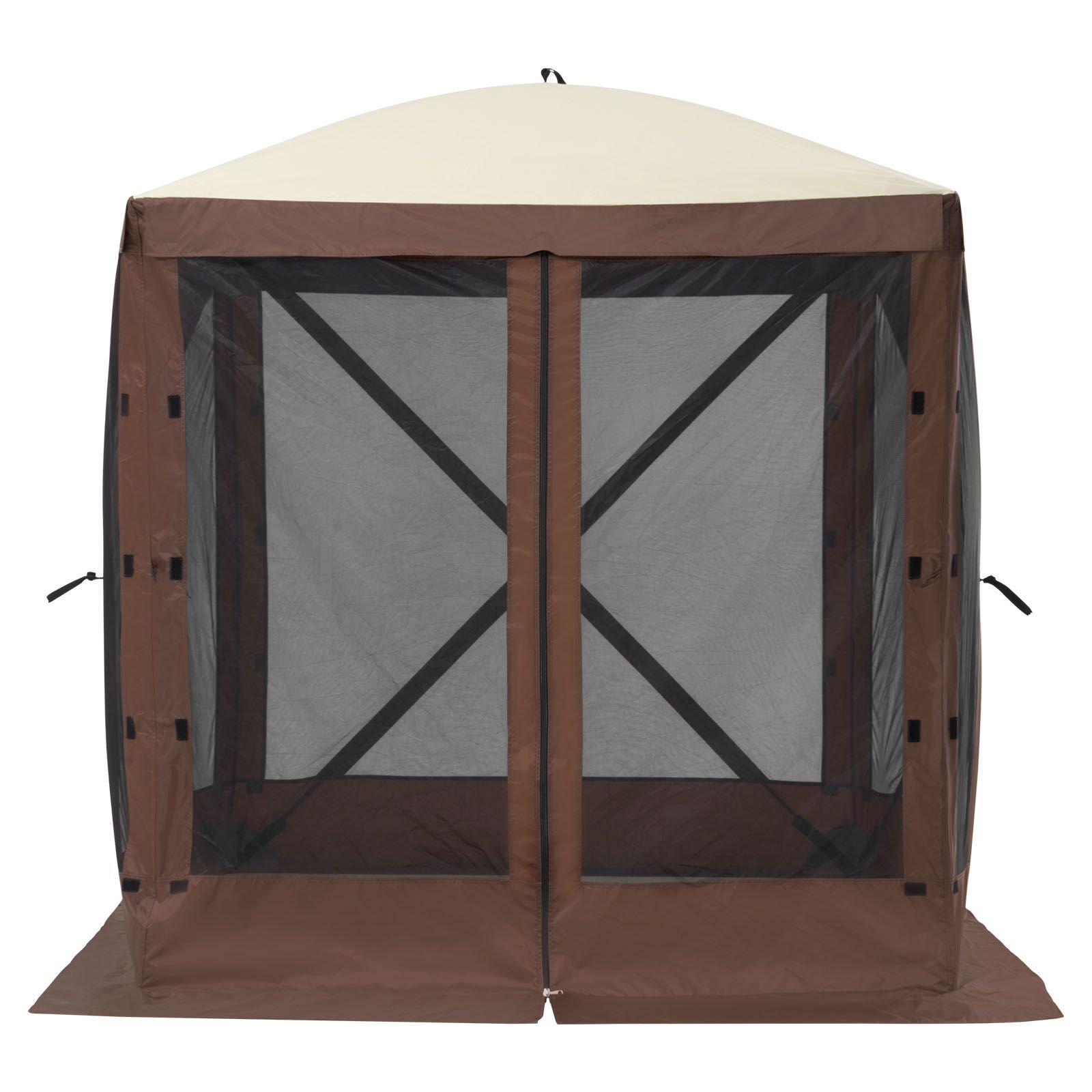 pop up gazebo tent pop up screen tent 4 sided canopy sun shelter with 4 removable privacy wind cloths mesh windows 6x6ft quick set screen tent with mosquito netting brown.jpg