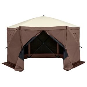 pop up gazebo tent pop up screen tent 6 sided canopy sun shelter with 6 removable privacy wind cloths mesh windows 115x115ft quick set screen tent with mosquito netting brown 5.jpg