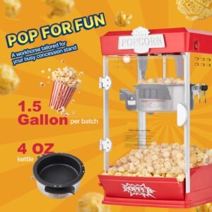 popcorn maker 480w popcorn popper machine 4 oz kettle makes 15 gallon per batch tabletop popcorn maker includes 3 scoops movie theater style red 19.jpg