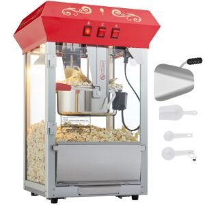 popcorn maker 850w popcorn popper machine 8 oz kettle makes 48 cups per batch countertop popcorn maker with tempered glass includes 4 scoops movie theater style red 2.jpg