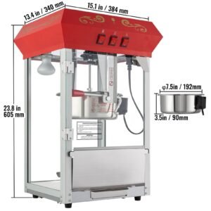 popcorn maker 850w popcorn popper machine 8 oz kettle makes 48 cups per batch countertop popcorn maker with tempered glass includes 4 scoops movie theater style red 4.jpg