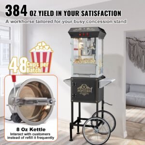 popcorn maker with cart 850w popcorn popper machine 8 oz kettle makes 48 cups per batch popcorn maker equipped with tempered glass includes 4 scoops movie theater style black 2.jpg