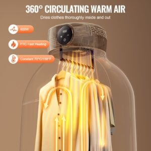 portable clothes dryer clothes dryer with dryer bag ptc heating led display foldable mini dryer with 5 h timer for apartments dorms rvs or hotels 600w beige 2.jpg