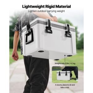 portable cooler 26 qt hard cooler with ice retention heavy duty handles and strap lightweight rigid material insulated portable cooler suitable for family picnics and short trips 5.jpg