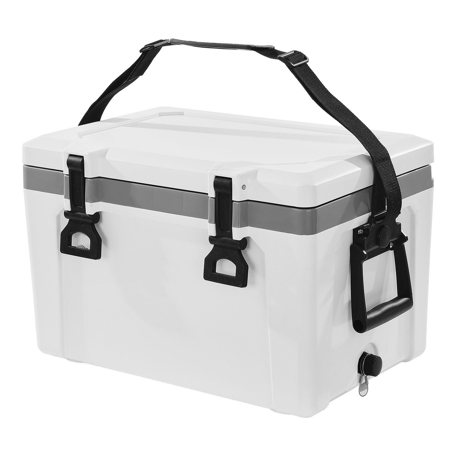 portable cooler 26 qt hard cooler with ice retention heavy duty handles and strap lightweight rigid material insulated portable cooler suitable for family picnics and short trips.jpg