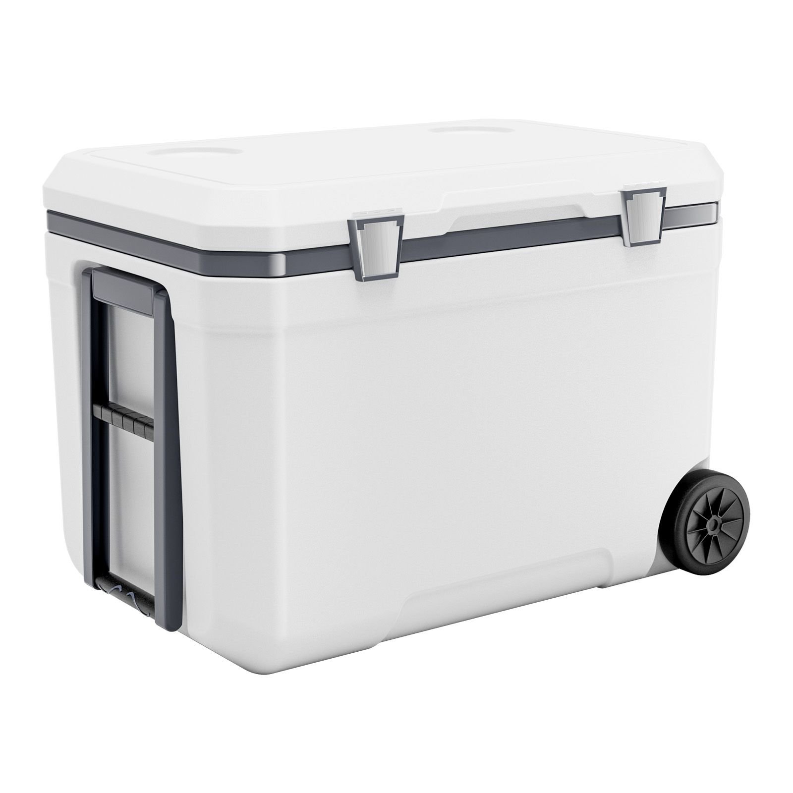 portable cooler 45 qt wheeled cooler with ice retention heavy duty handles and cup holder lightweight rigid material insulated portable cooler suitable for family picnics and long trips.jpg