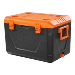 Portable Cooler, 63 QT Hard Cooler with Ice Retention, Heavy-Duty Handles and Cup Holder, Lightweight Rigid Material Insulated Portable Cooler, Suitable for Family Picnics and Long Trips